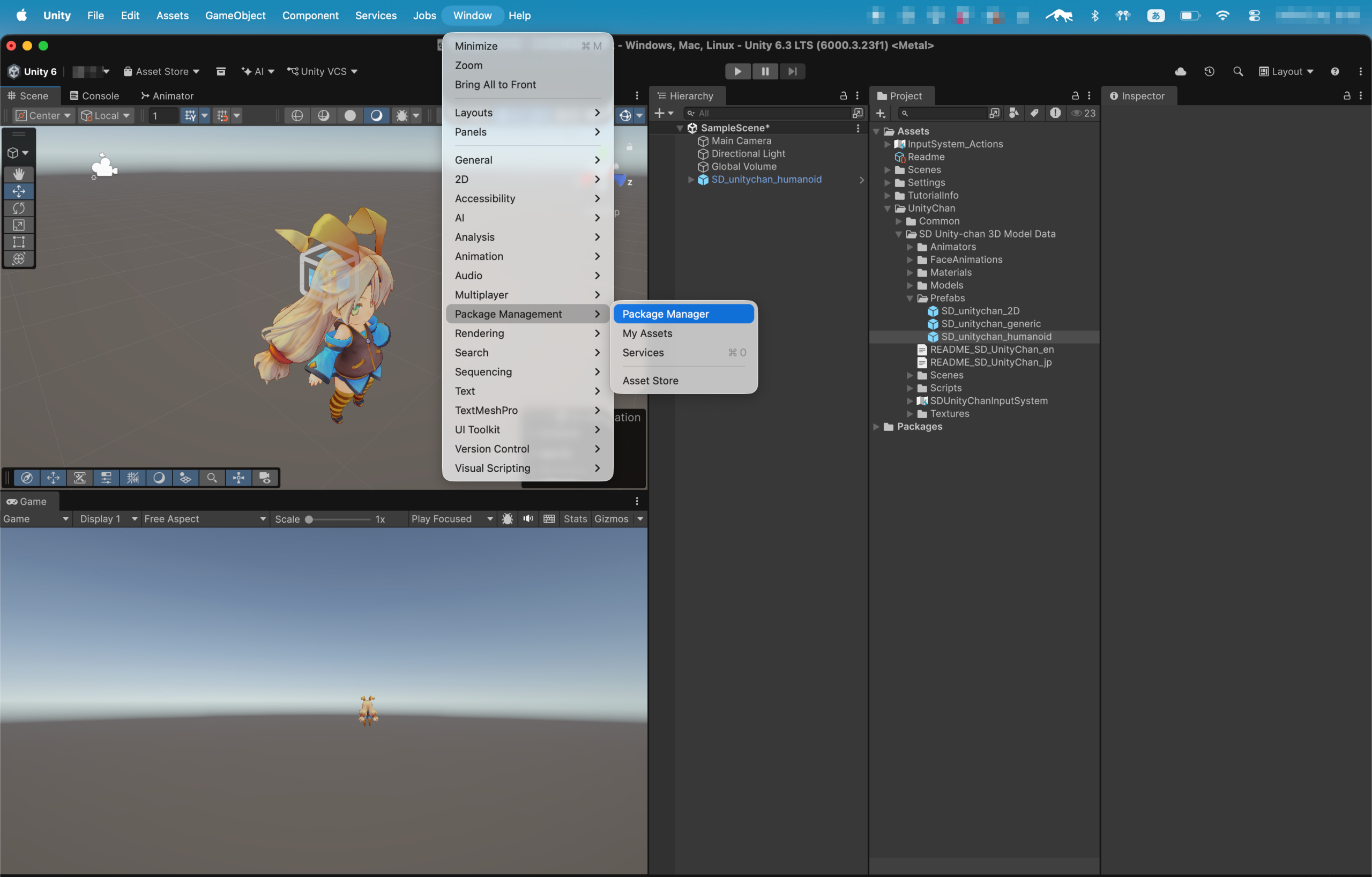 Package Managerを開く画面