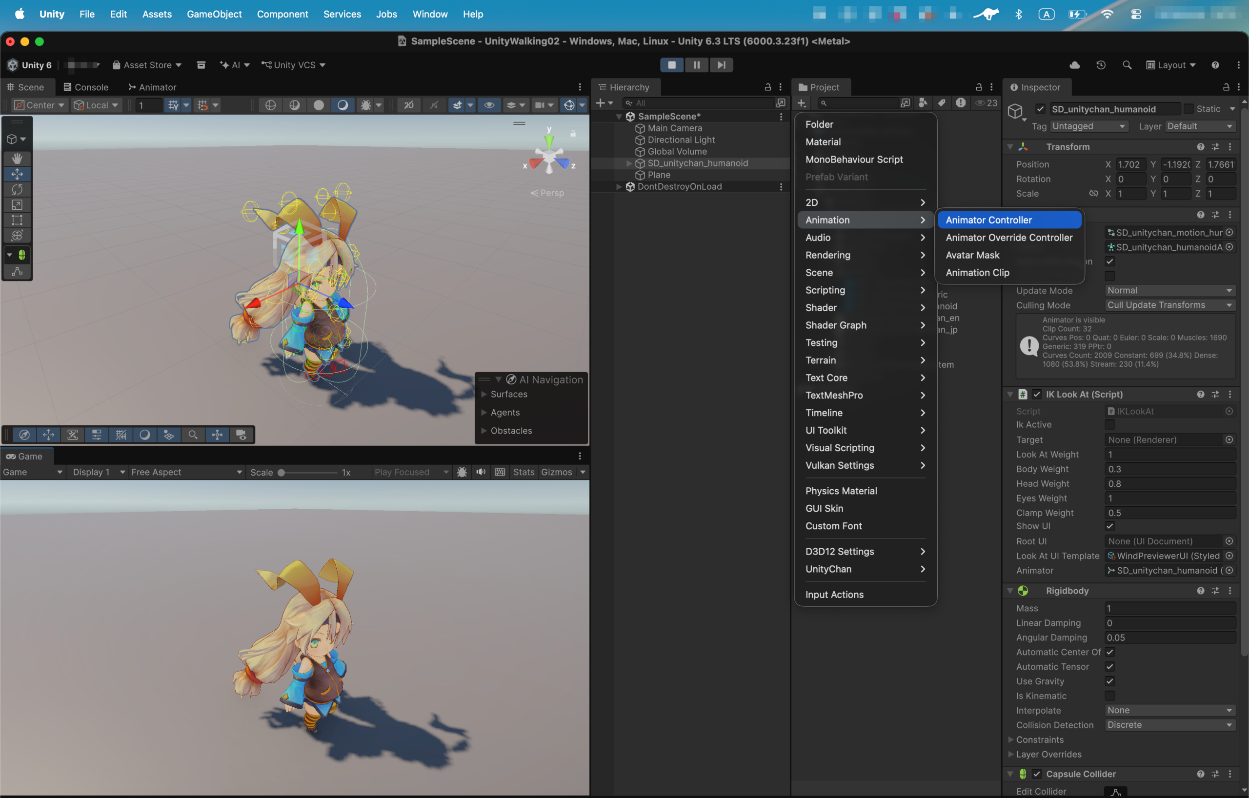 Animator Controllerを作成している画面