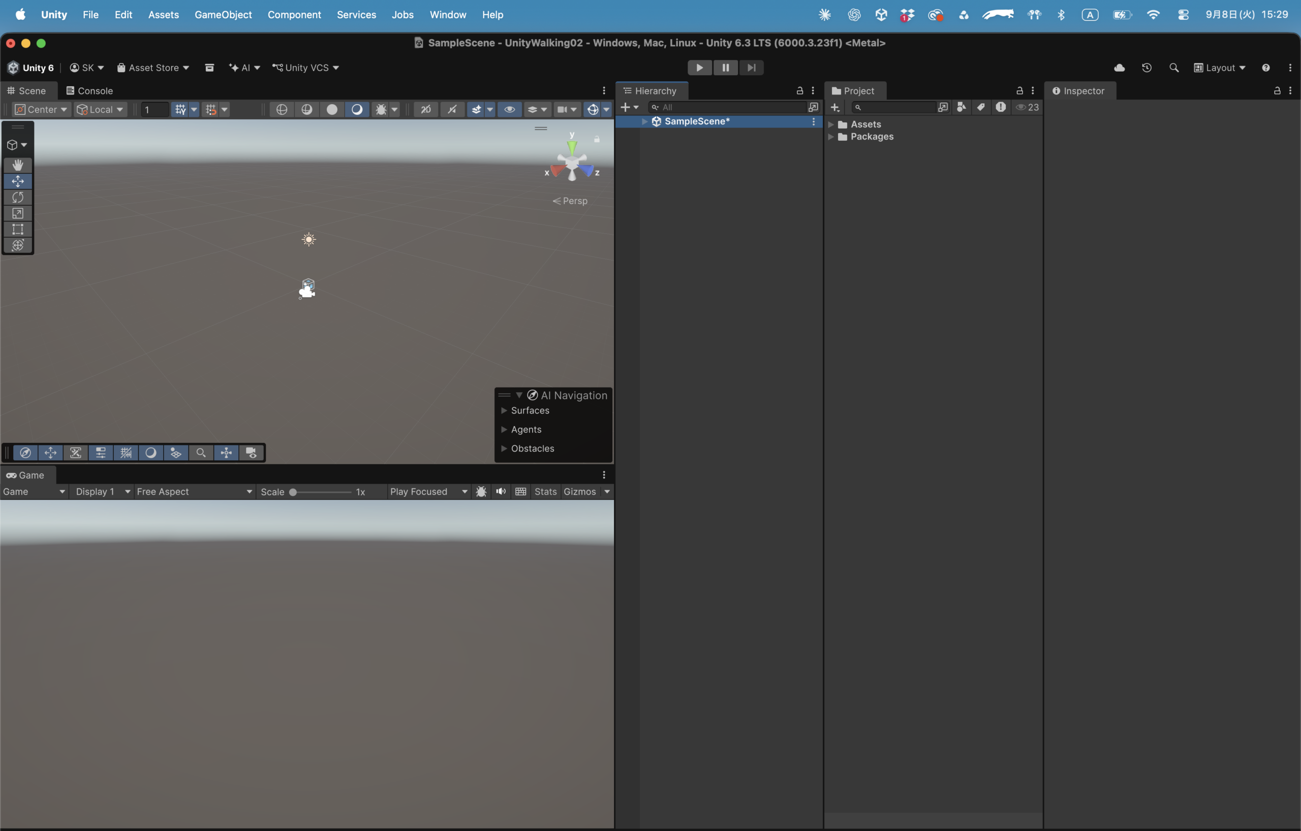 UnityWalkを開いた直後のUnity Editor