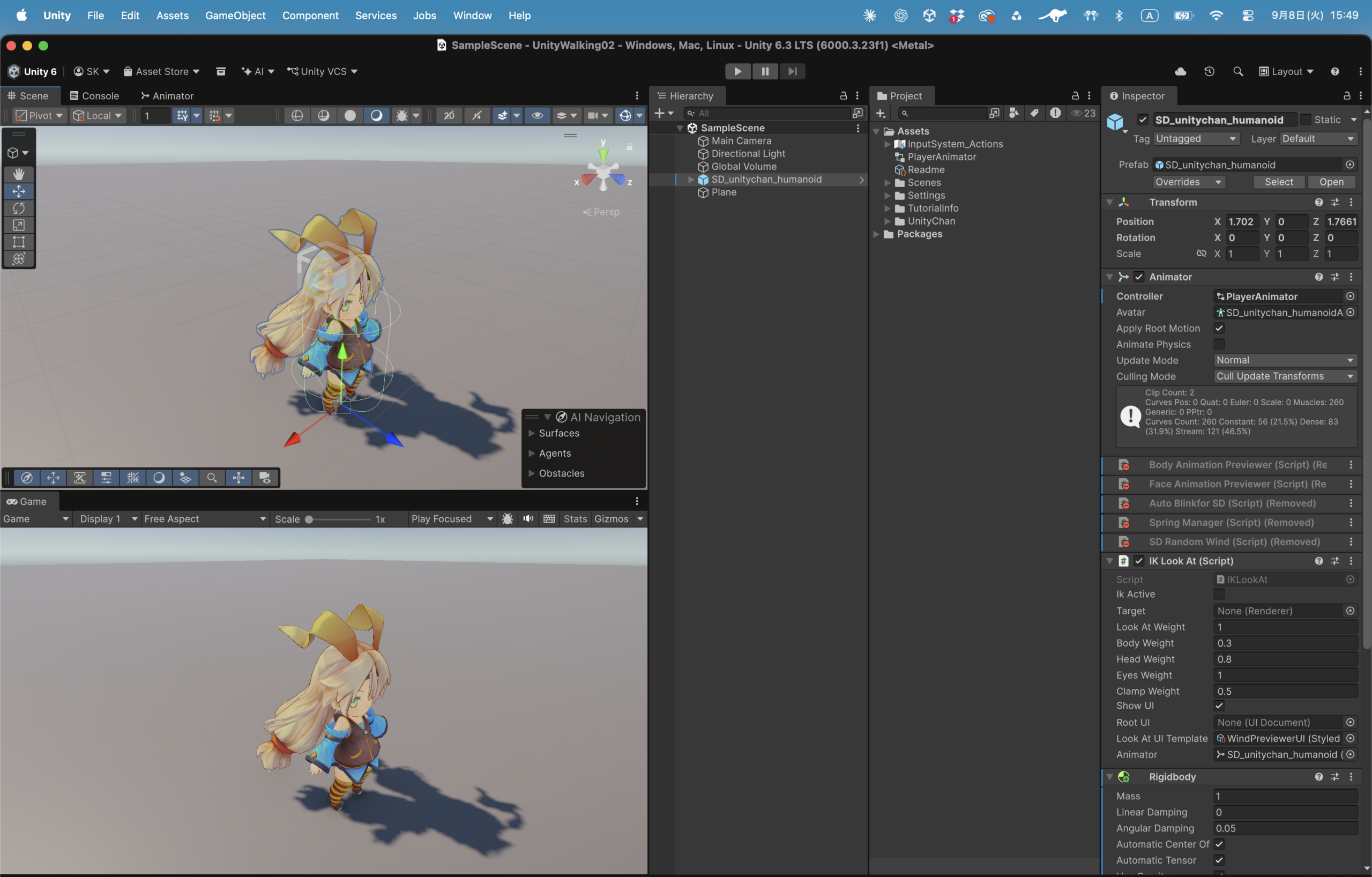 Unity HubからUnityWalkプロジェクトを開く画面